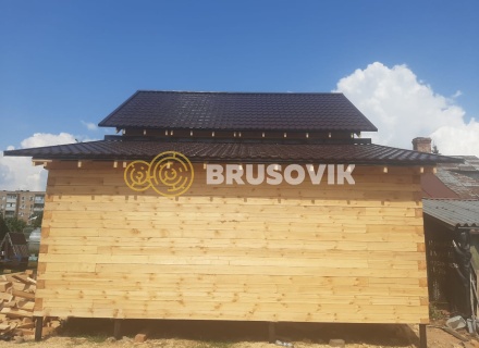 Дом 6х7 м с гаражом 4х7 м из обрезного бруса 150х150 мм по индивидуальному проекту в д. Соболево, Орехово-Зуевский г.о., Московская область