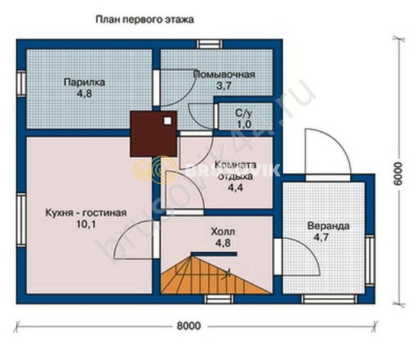 Проект №3 баня из бруса 6х8