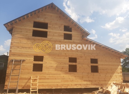 Дом 6х7 м с гаражом 4х7 м из обрезного бруса 150х150 мм по индивидуальному проекту в д. Соболево, Орехово-Зуевский г.о., Московская область