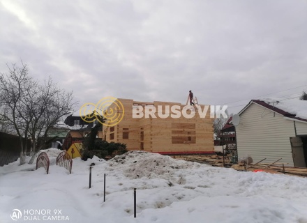 Двухэтажный дом 10х11 м из обрезного бруса 150х150 мм по индивидуальному проекту в СНТ Малиновая Роща, городской округ Домодедово, Московская область