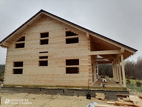 Дом 9х10м с террасой 2,5х10м из профилированного бруса 145х195мм г. Кимры, Тверская область - фото процесса строительства