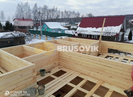Двухэтажный дом 10х11 м из обрезного бруса 150х150 мм по индивидуальному проекту в СНТ Малиновая Роща, городской округ Домодедово, Московская область