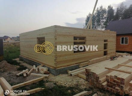 Двухэтажный дом 9х9 м с эркером из профилированного бруса 145х145 мм по индивидуальному проекту в селе Ивановское, городской округ Чехов, Московская область