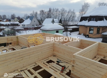 Двухэтажный дом 10х11 м из обрезного бруса 150х150 мм по индивидуальному проекту в СНТ Малиновая Роща, городской округ Домодедово, Московская область