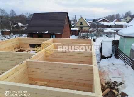 Двухэтажный дом 10х11 м из обрезного бруса 150х150 мм по индивидуальному проекту в СНТ Малиновая Роща, городской округ Домодедово, Московская область