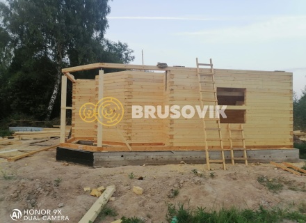 Двухэтажный дом 9х9 м с эркером из профилированного бруса 145х145 мм по индивидуальному проекту в селе Ивановское, городской округ Чехов, Московская область