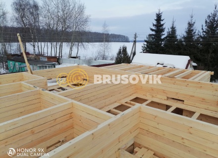 Двухэтажный дом 10х11 м из обрезного бруса 150х150 мм по индивидуальному проекту в СНТ Малиновая Роща, городской округ Домодедово, Московская область