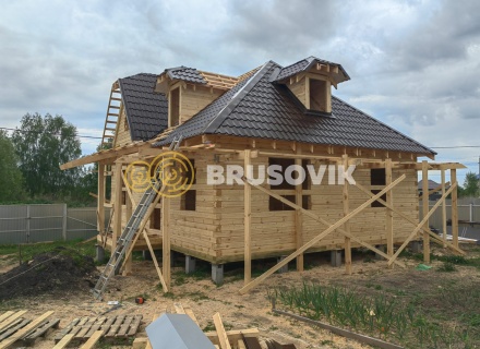 Дом 8х9,5м по проекту № 5 из профилированного бруса 145х145мм в с. Ведерницы, Дмитровский р-н., Московская область