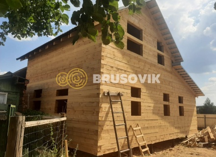 Дом 6х7 м с гаражом 4х7 м из обрезного бруса 150х150 мм по индивидуальному проекту в д. Соболево, Орехово-Зуевский г.о., Московская область