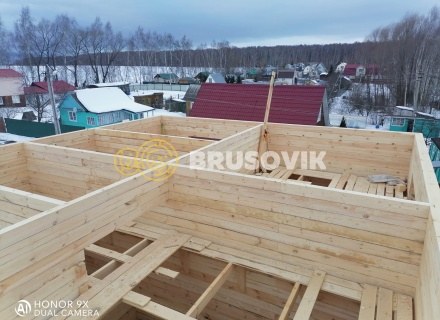 Двухэтажный дом 10х11 м из обрезного бруса 150х150 мм по индивидуальному проекту в СНТ Малиновая Роща, городской округ Домодедово, Московская область