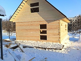 Баня 6х9 м. из профилированного бруса 145х145 мм. в г. Заволжье, Городецкий район, Нижегородская область - фото процесса строительства