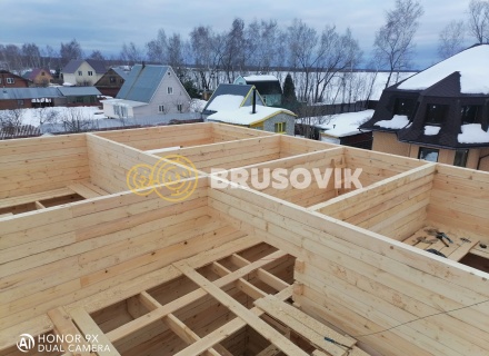Двухэтажный дом 10х11 м из обрезного бруса 150х150 мм по индивидуальному проекту в СНТ Малиновая Роща, городской округ Домодедово, Московская область